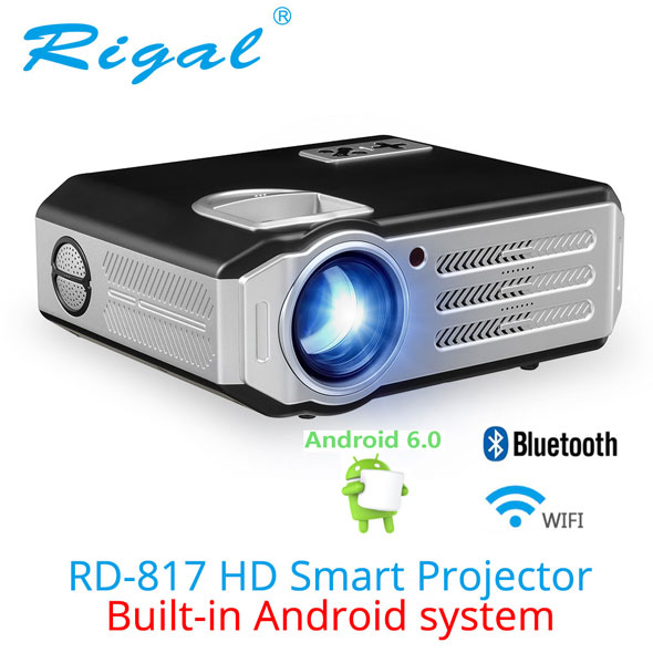 n_h1.jpg โปรเจคเตอร์ Projector Rigal RD817-WIFI Build in Android WIFI + Bluetotoh - สีดำ-เงิน ( No Screen Logo) + ฟรี ขาแขวน Projector NB T817-60 + HDMI Cable - Image 1